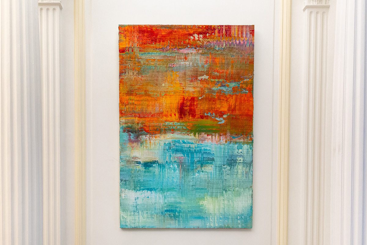 A half red, half blue painting