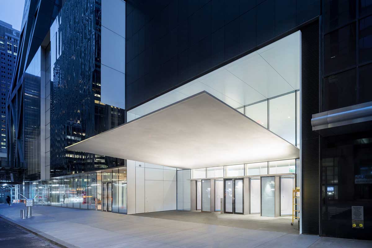 A building with a white exterior entrance