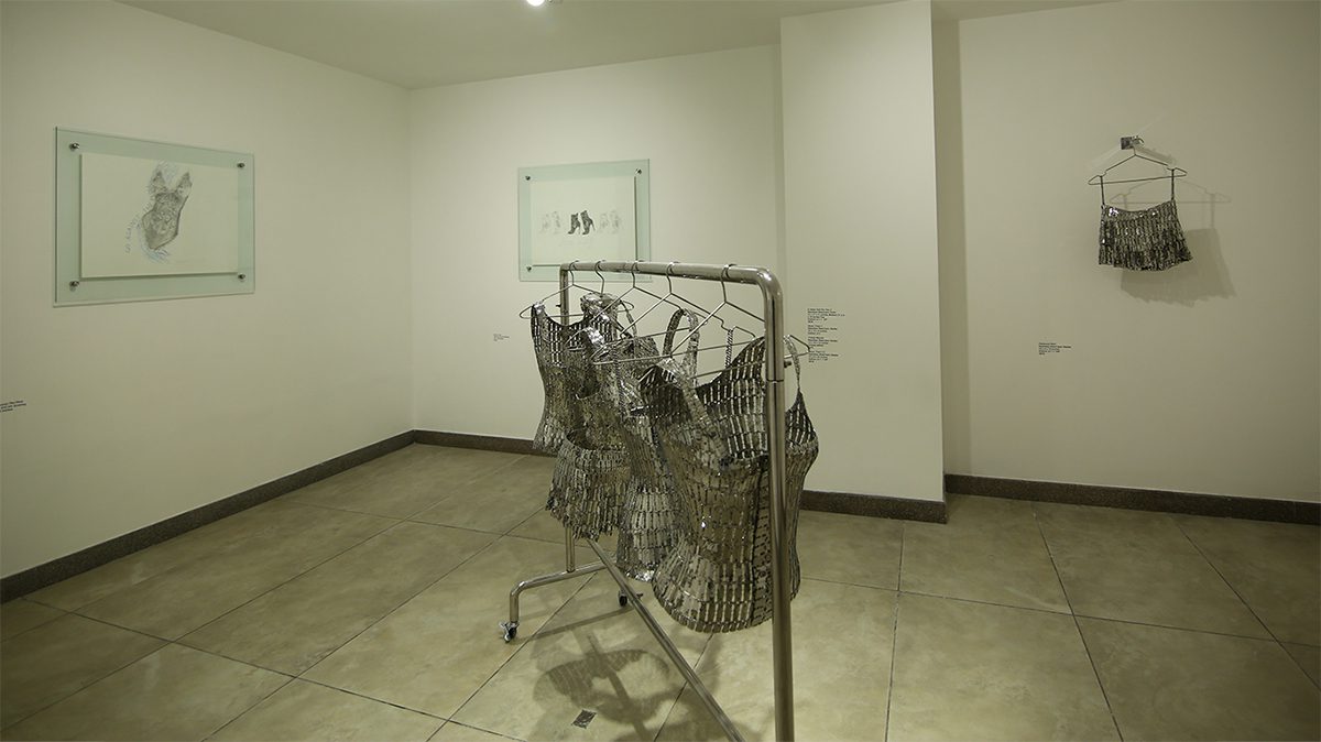 tops made of metal on a rack