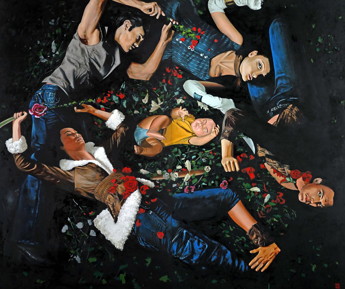 a picture of people lying down togther
