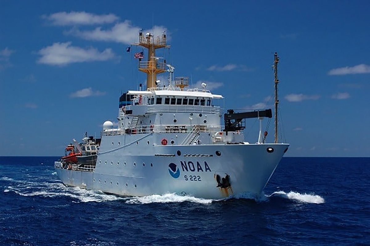 A white ship in the sea