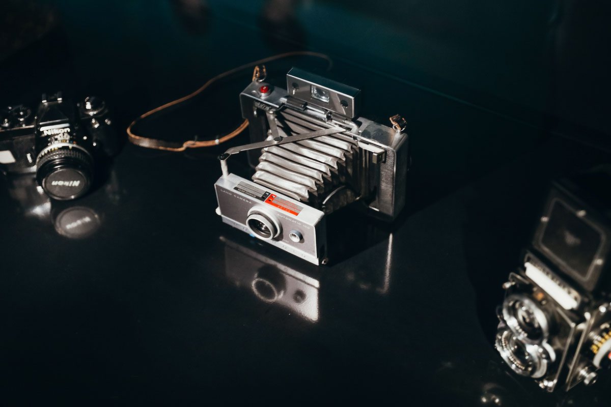 An old camera on a table