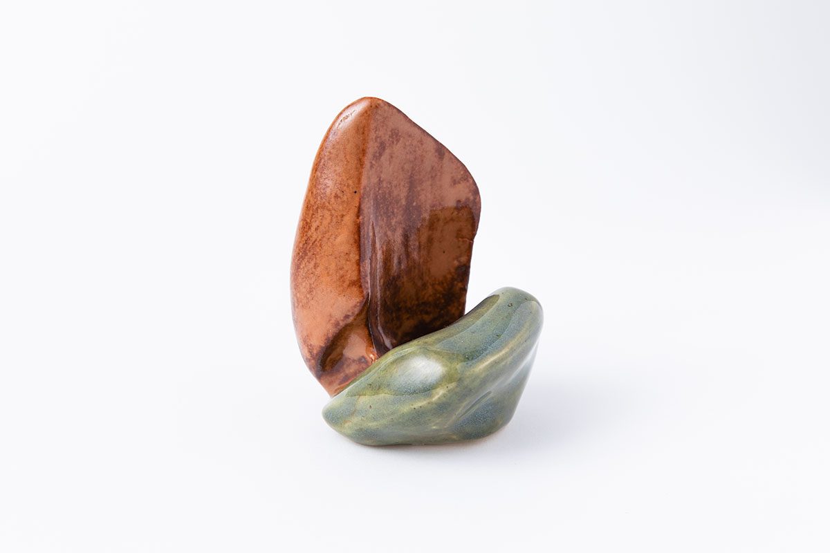 a red and green stones