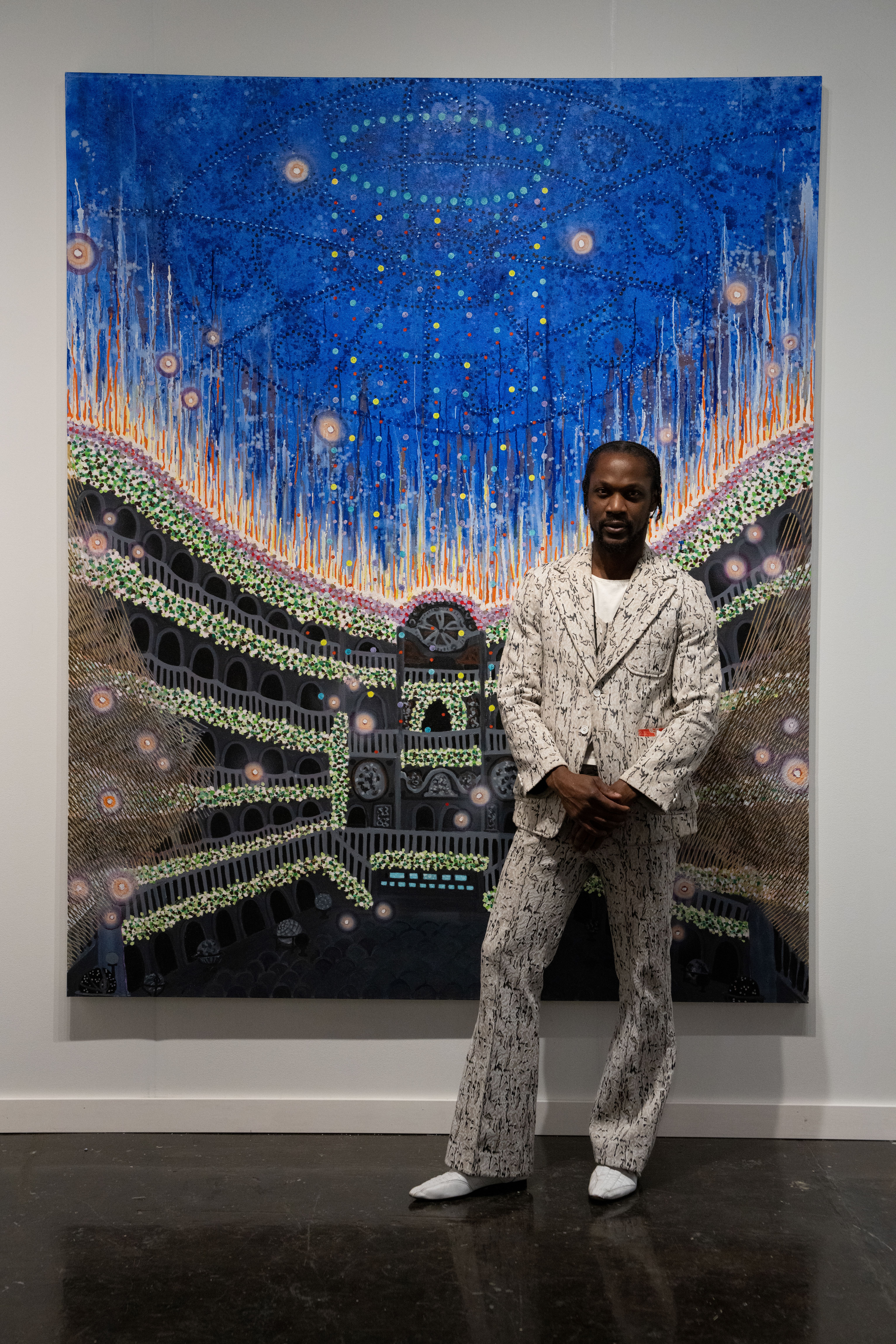 Man standing with artwork