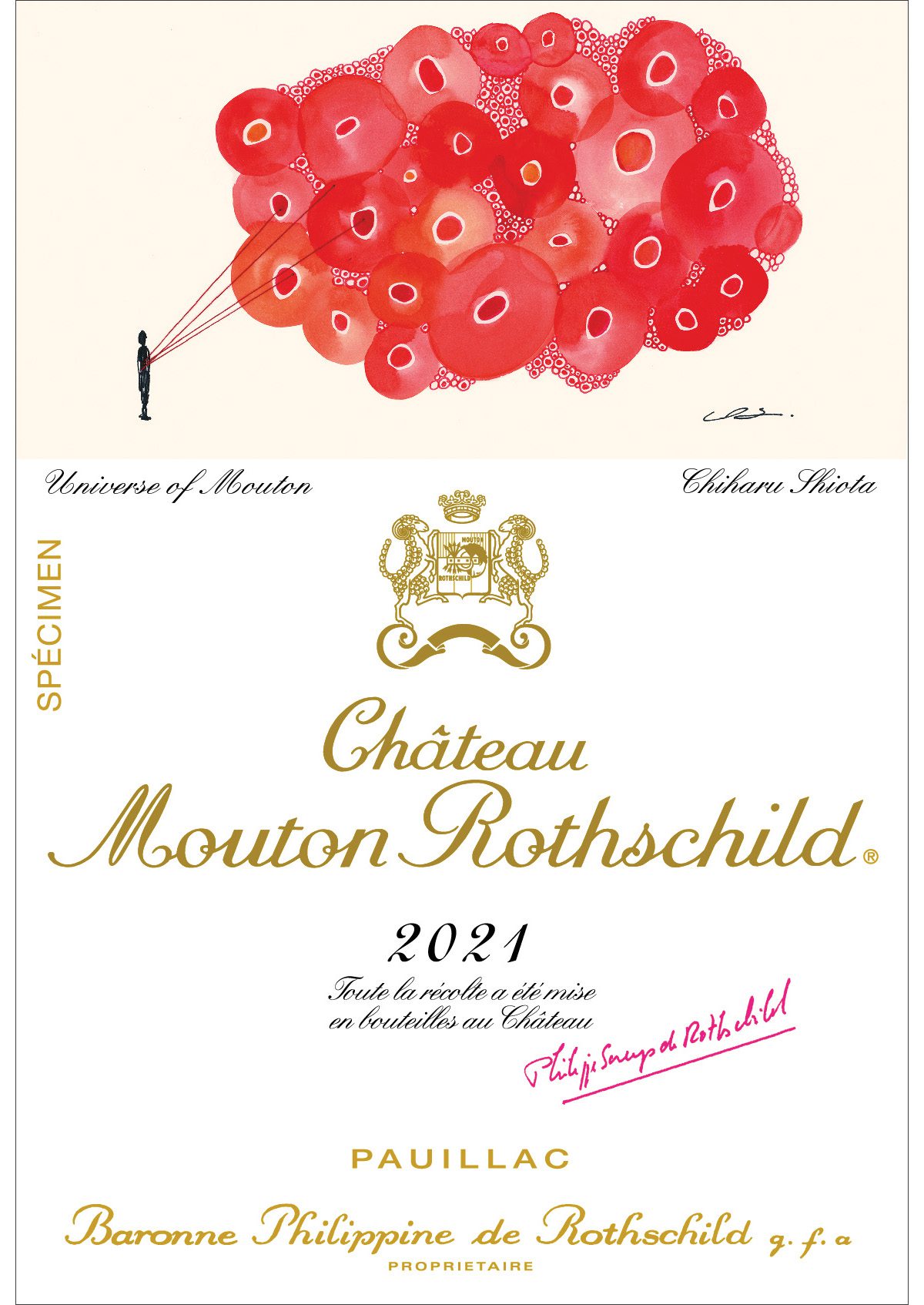 a label for wine with an artist image on it