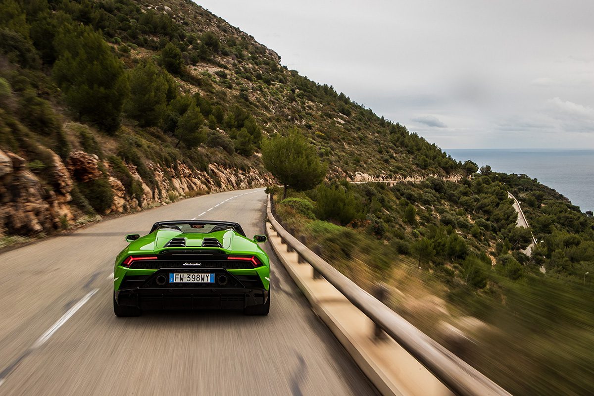 green drop top sports car 