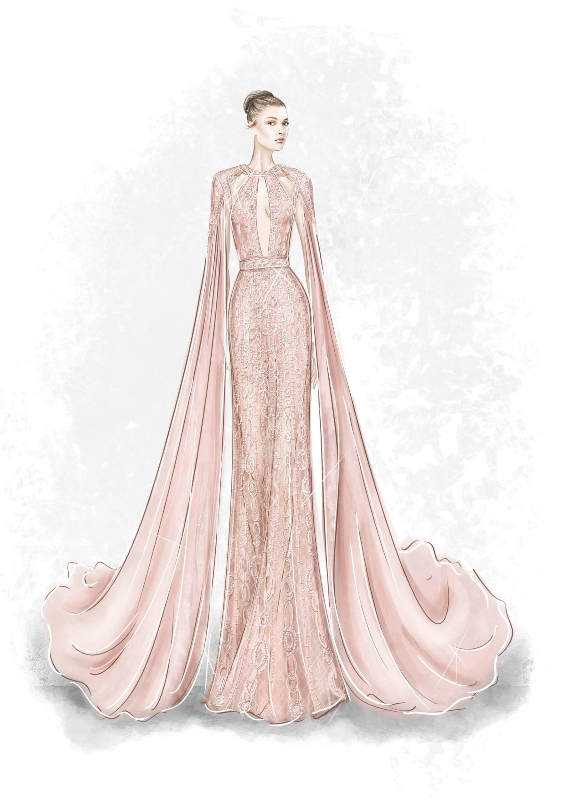 Sketch of a pink dress